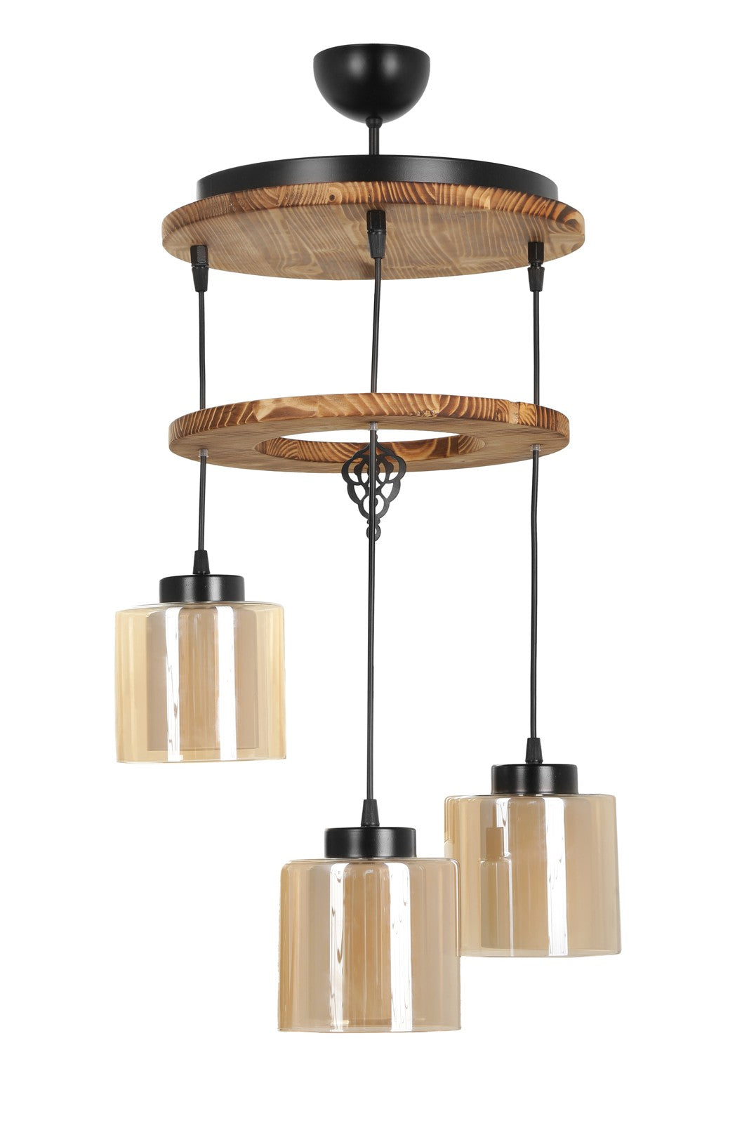 Candeeiro de Teto – 35 cm – Vintage – Madeira e Vidro