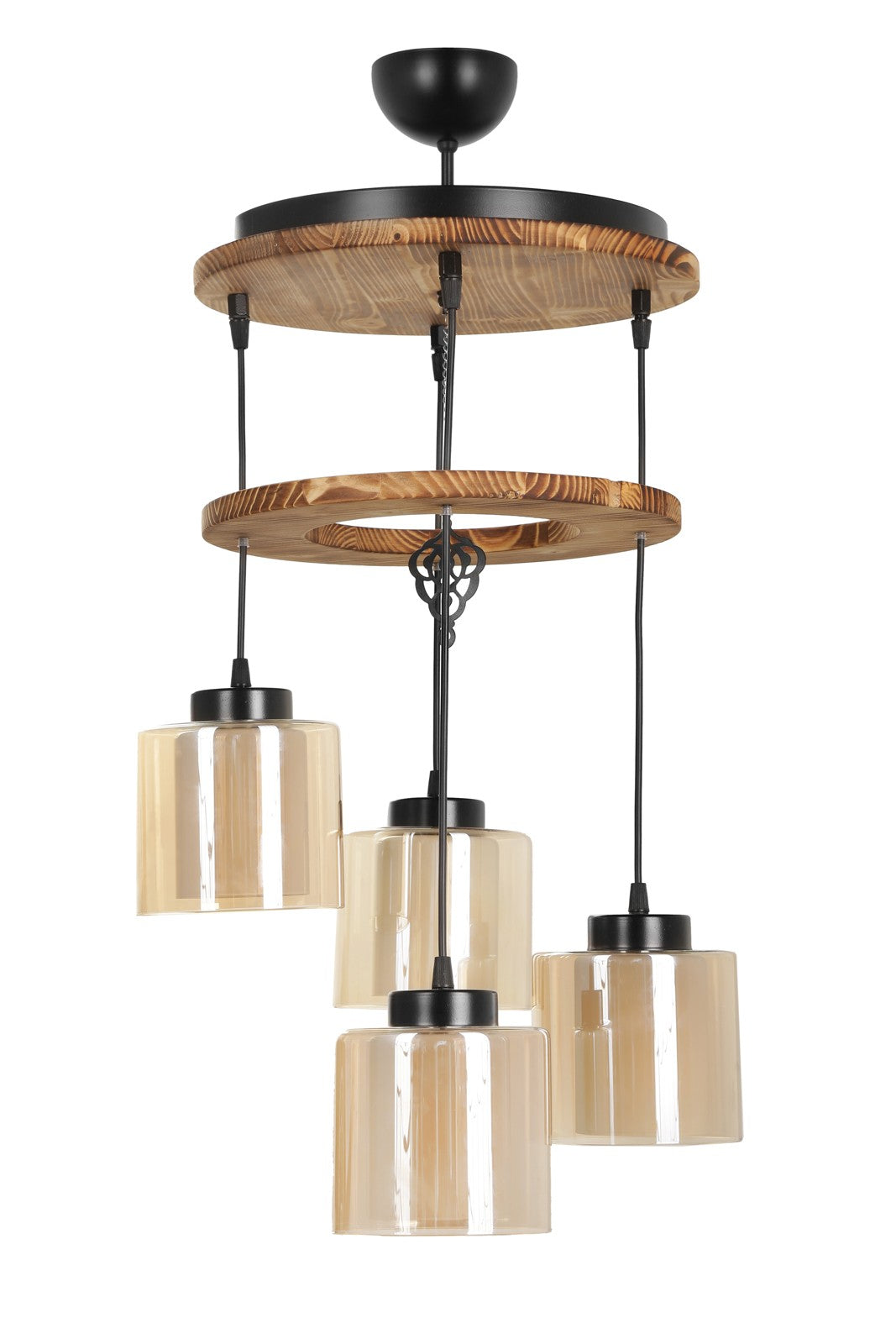 Candeeiro de Teto – 35 cm – 80 cm – Madeira e Vidro