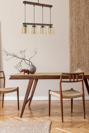 Candeeiro de Teto – 80 cm – Vintage – Madeira e Vidro