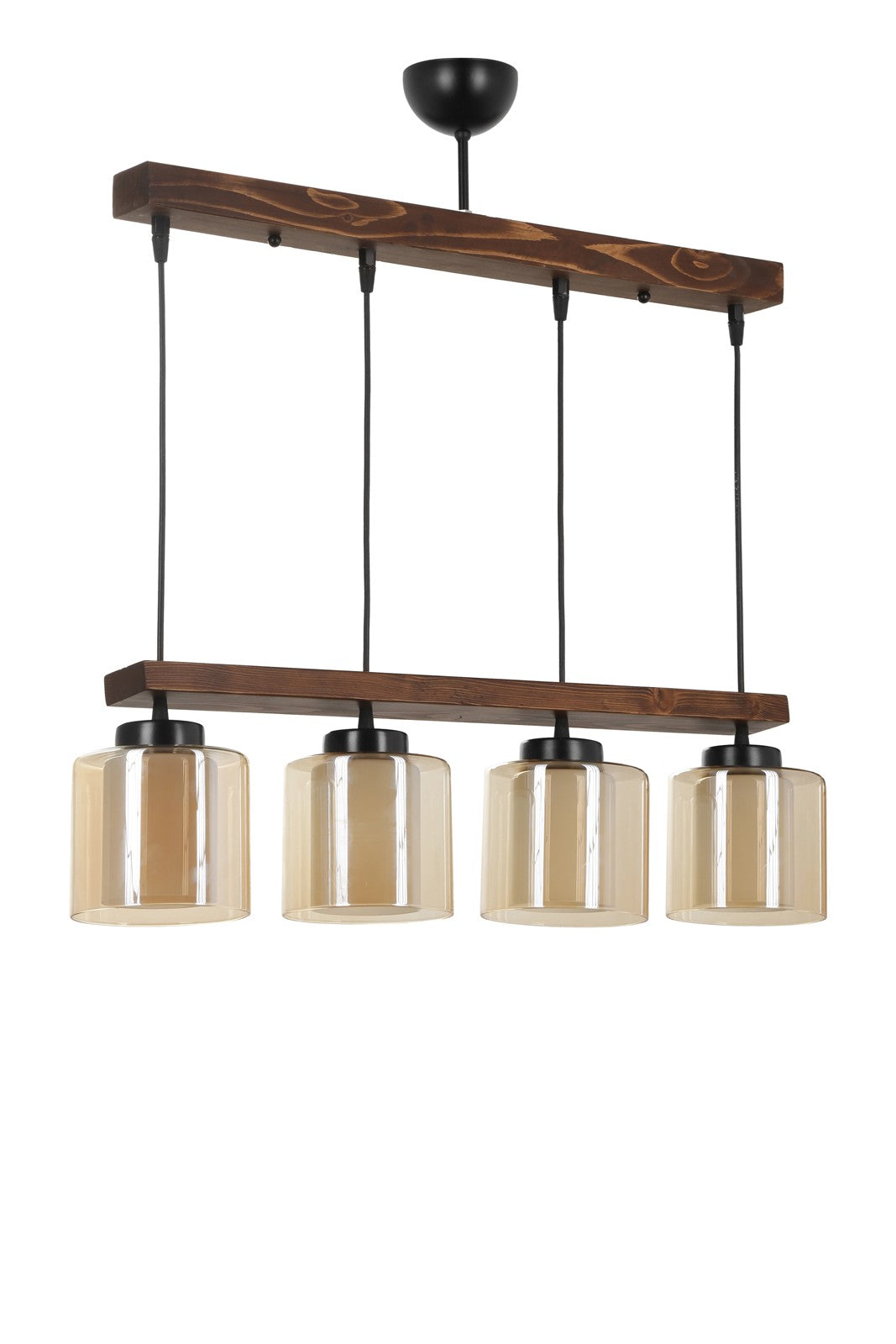 Candeeiro de Teto – 80 cm – Vintage – Madeira e Vidro