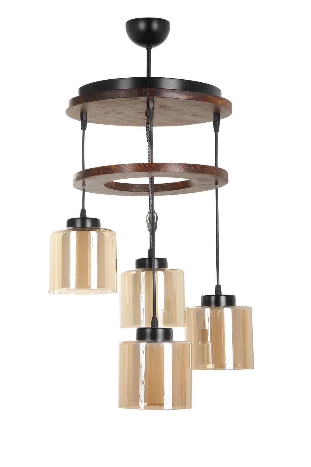 Candeeiro de Teto – 35 cm x 80 cm – Cores vintage – Madeira e vidro