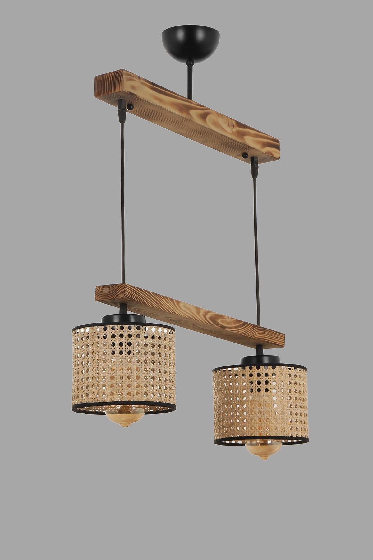 Candeeiro de Teto - 80 cm - Vintage - Madeira