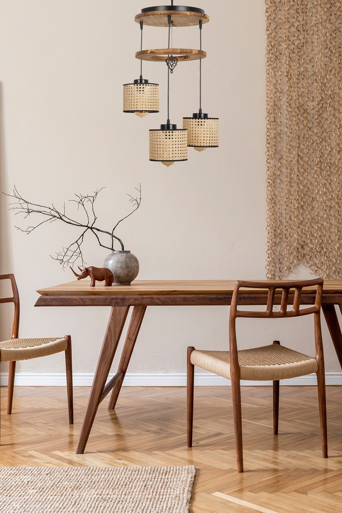 Candeeiro de Teto – 35 cm – Vintage – Madeira e Vidro