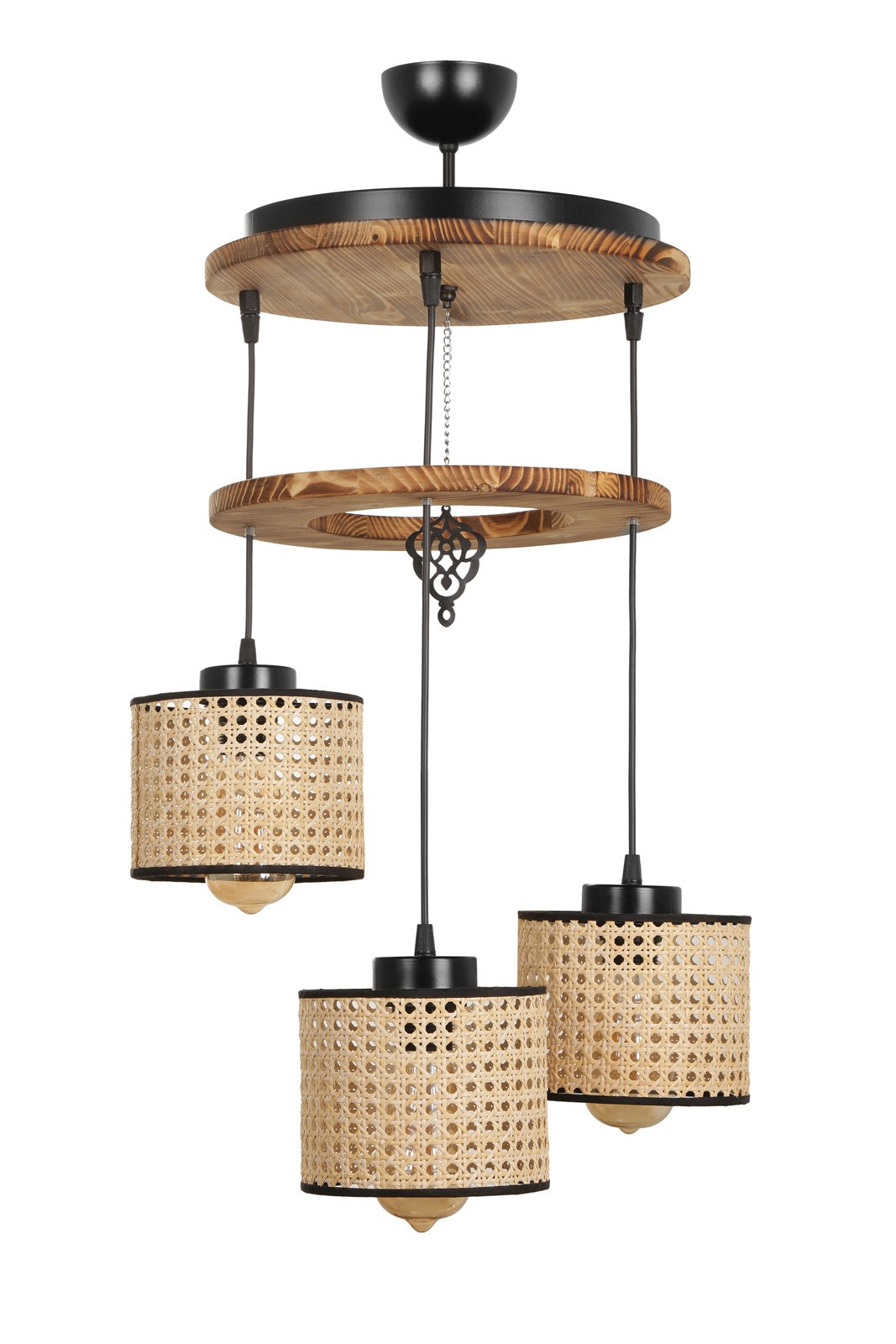 Candeeiro de Teto – 35 cm – Vintage – Madeira e Vidro