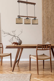 Candeeiro de Teto de Madeira – 55 cm x 15 cm x 80 cm – Vintage – Madeira e vidro