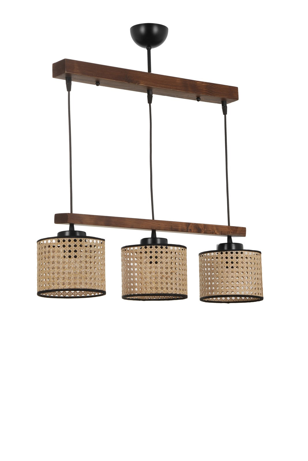 Candeeiro de Teto de Madeira – 55 cm x 15 cm x 80 cm – Vintage – Madeira e vidro