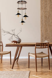 Candeeiro de Teto de Madeira e Metal – 35 cm – Marrom e Preto