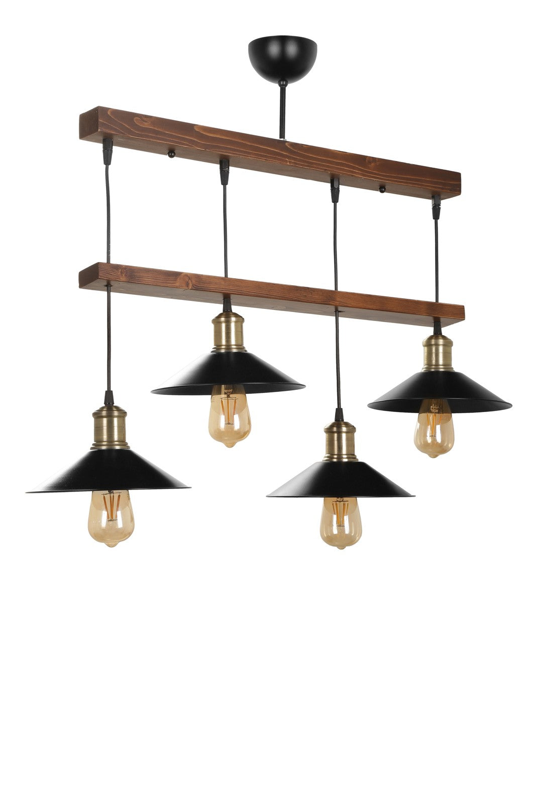 Candeeiro de Teto – 15 cm – Marrom e Preto – Madeira e Metal