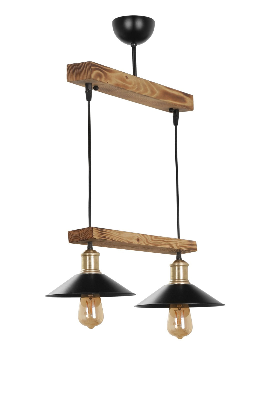 Candeeiro de Teto – 15 cm – Marrom e Preto – Madeira e Metal