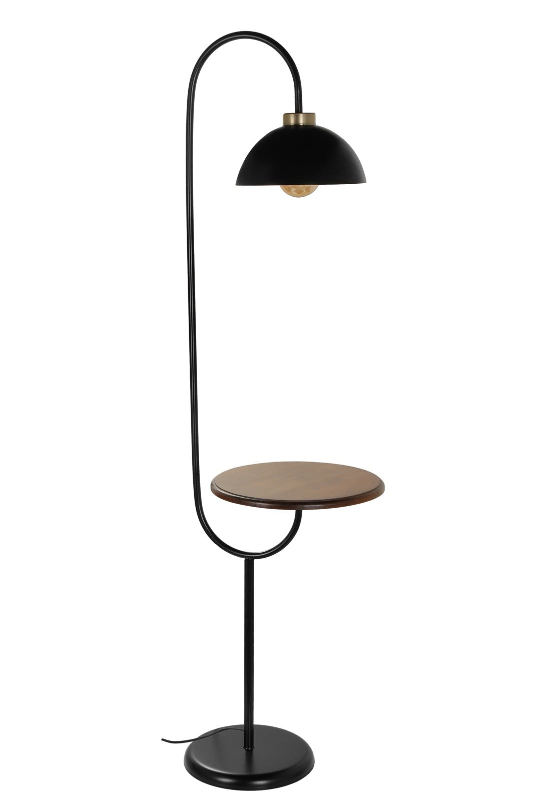 Candeeiro de Pé – 165 cm – Preto – Metal e Madeira