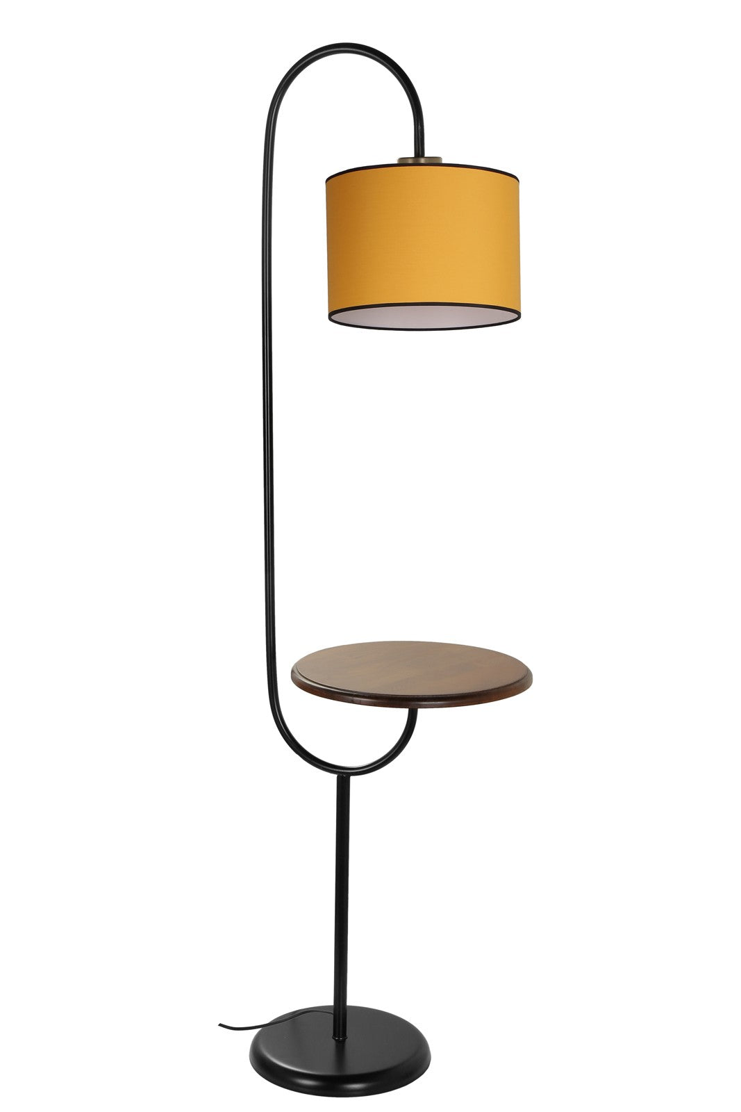 Candeeiro de Pé - 160 cm - Mostarda - Metal e Tecido