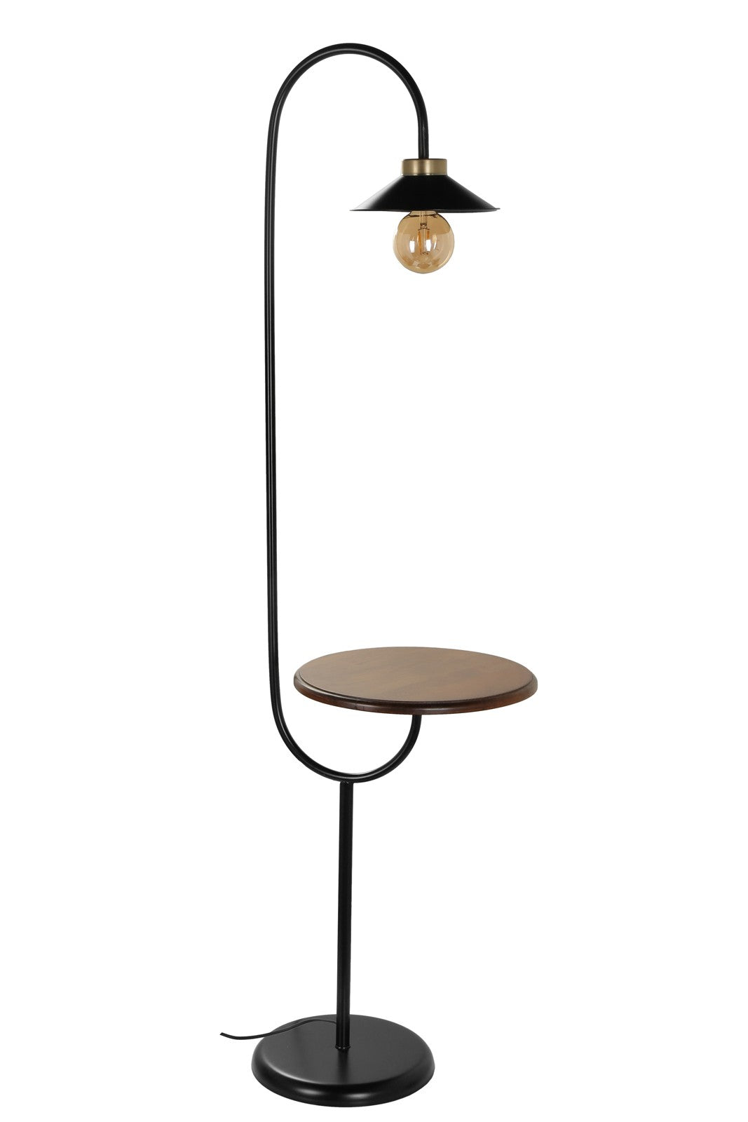 Candeeiro de Pé – 160 cm – Preto – Metal e Madeira