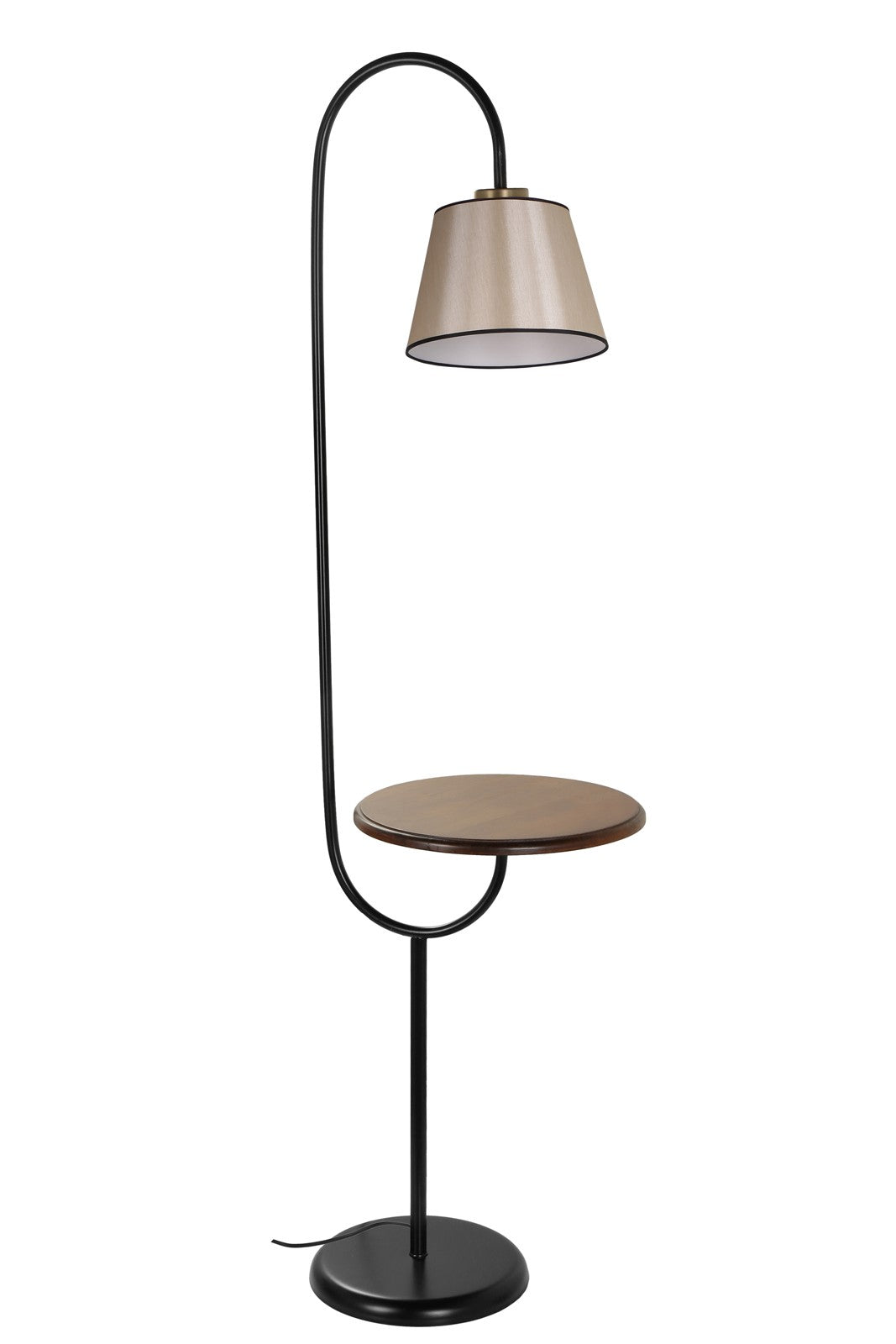 Candeeiro de Pé - 160 cm - Bege Escuro - Metal e Tecido