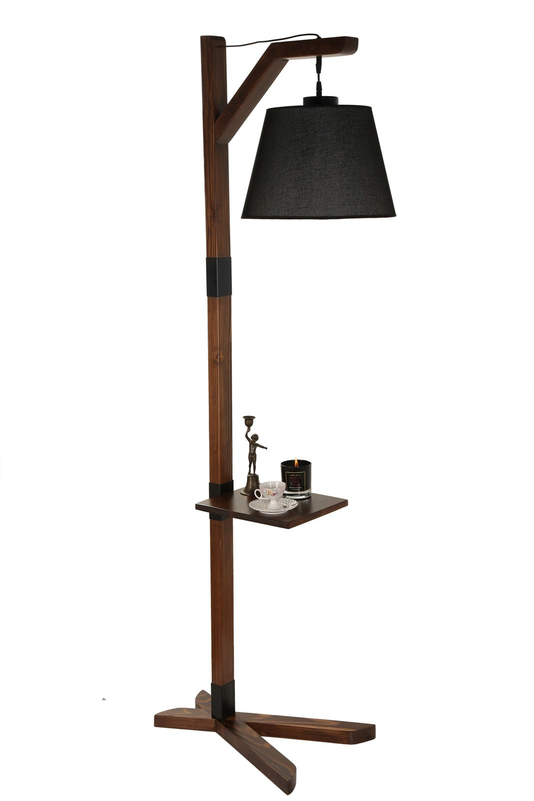 Candeeiro de Pé – 185 cm – Preto – Madeira
