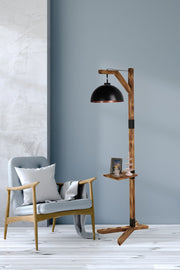 Candeeiro de Pé – 185 cm – Preto – Madeira e Metal