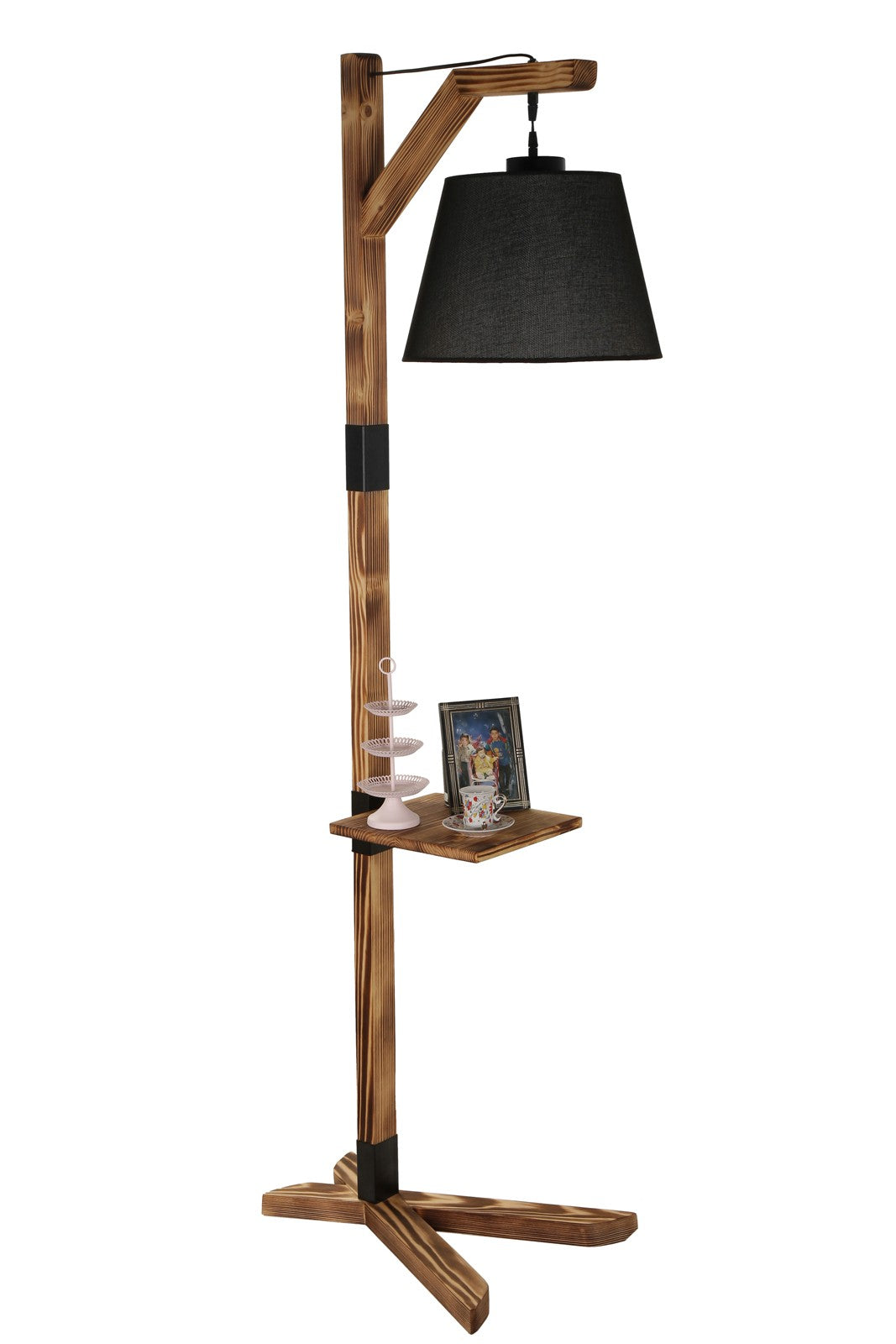 Candeeiro de Pé – 185 cm – Preto – Madeira