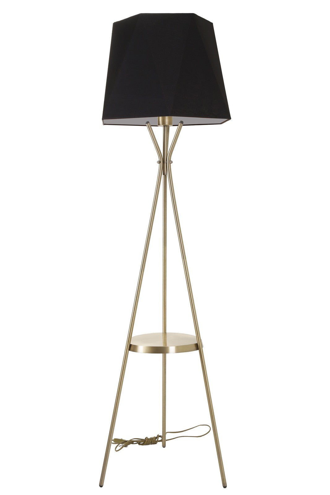 Candeeiro de Pé – 165 cm – Preto – Metálico com Cúpula de Tecido