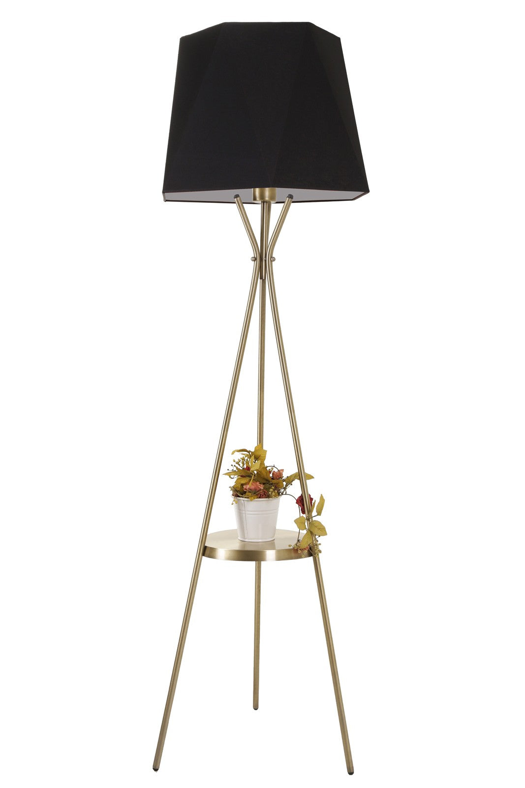 Candeeiro de Pé – 165 cm – Preto – Metálico com Cúpula de Tecido