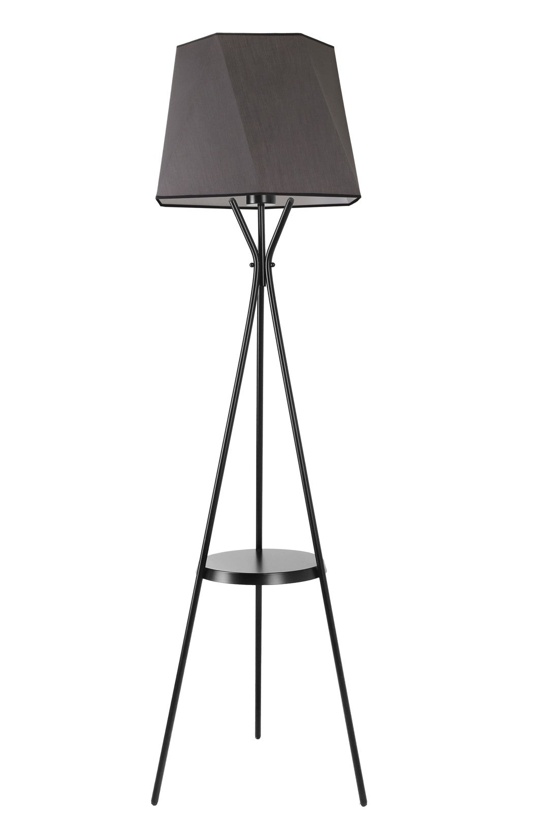 Candeeiro de Pé – 165 cm – Cinza Escuro – Metal e Tecido