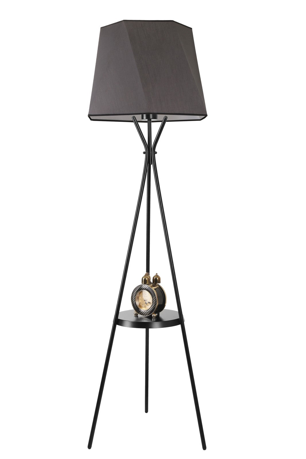 Candeeiro de Pé – 165 cm – Cinza Escuro – Metal e Tecido