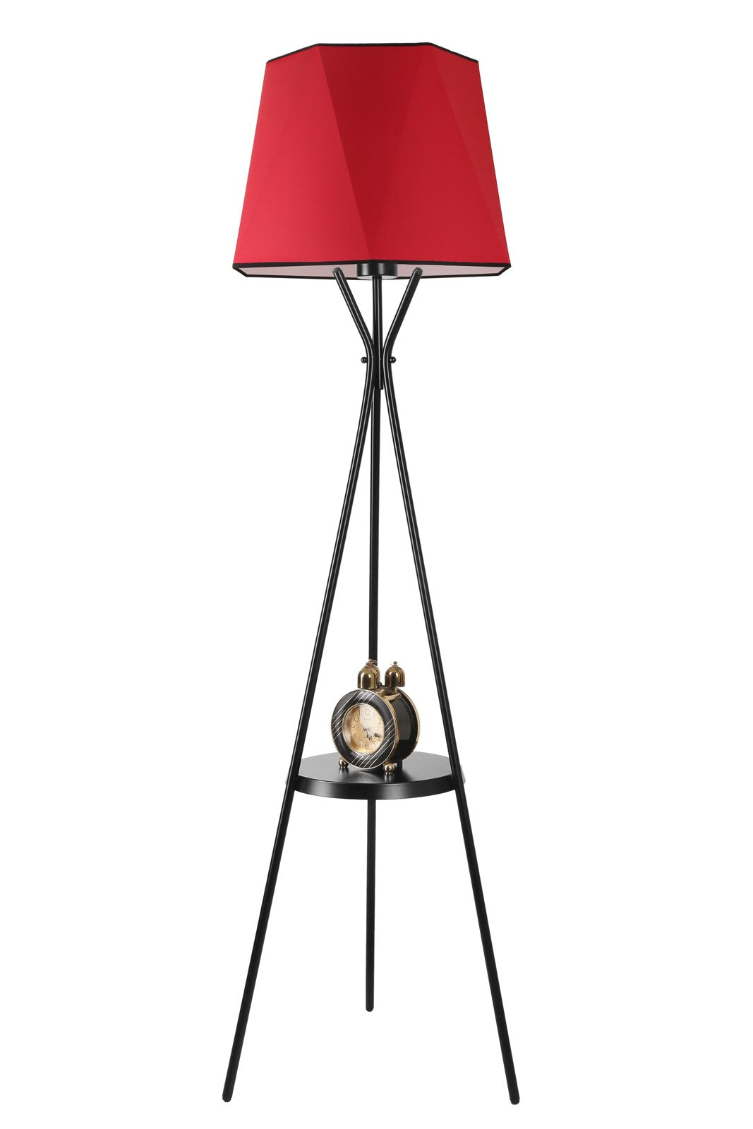 Candeeiro de Pé – 165 cm – Vermelho – Metálico com cúpula de tecido