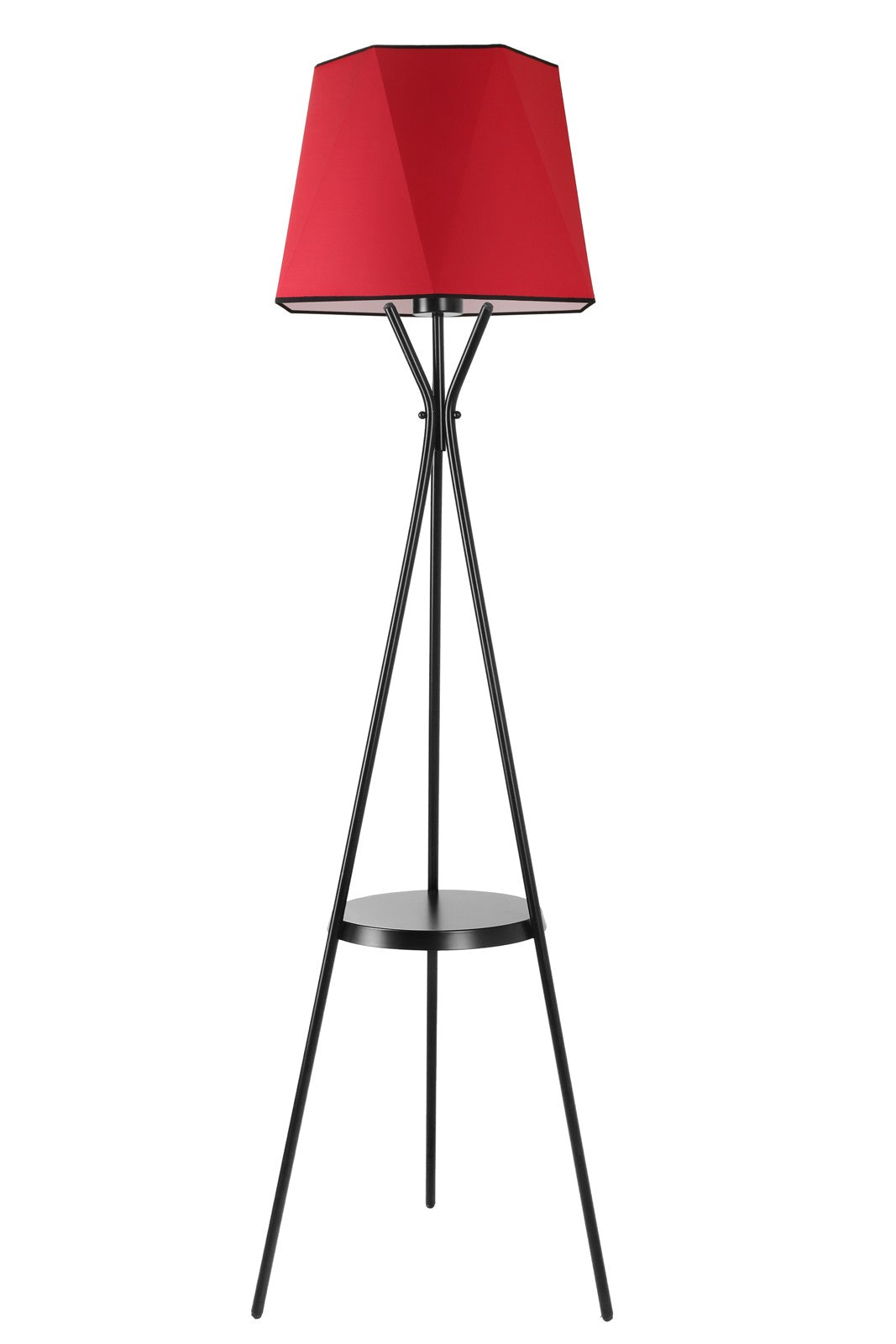 Candeeiro de Pé – 165 cm – Vermelho – Metálico com cúpula de tecido