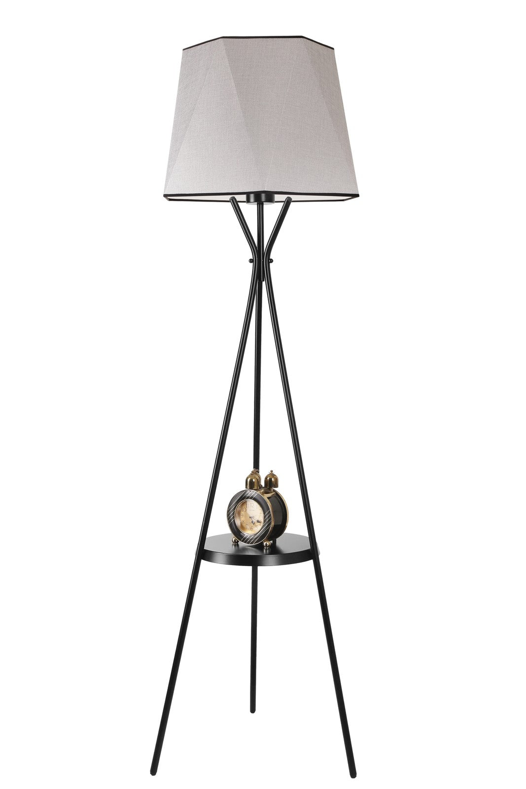 Candeeiro de Pé – 165 cm – Cinza – Metal e Tecido