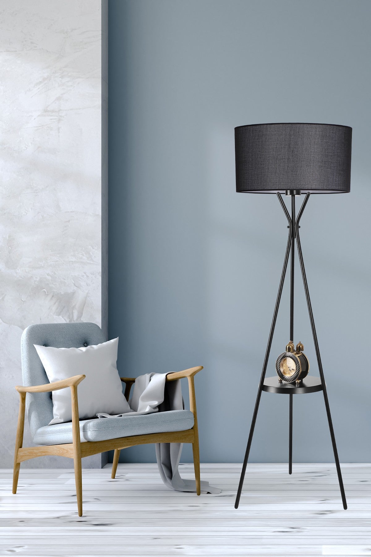 Candeeiro de Pé de Metal – 158 cm – Preto