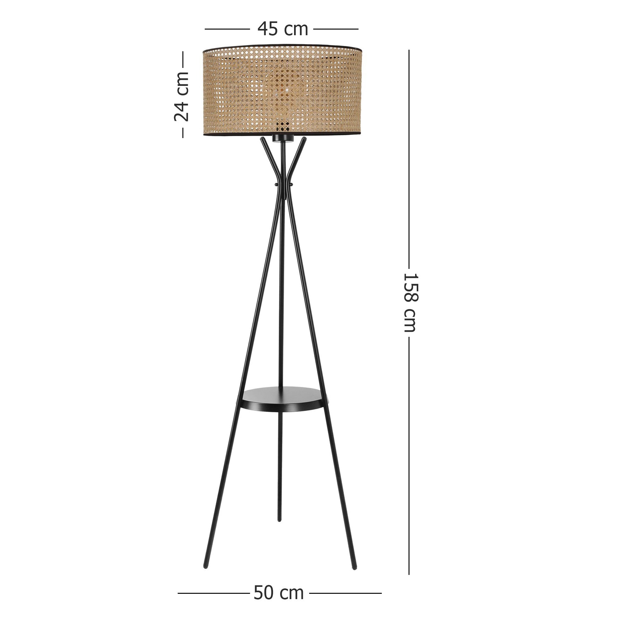 Candeeiro de Pé – 158 cm – Castanho Claro – Metálico
