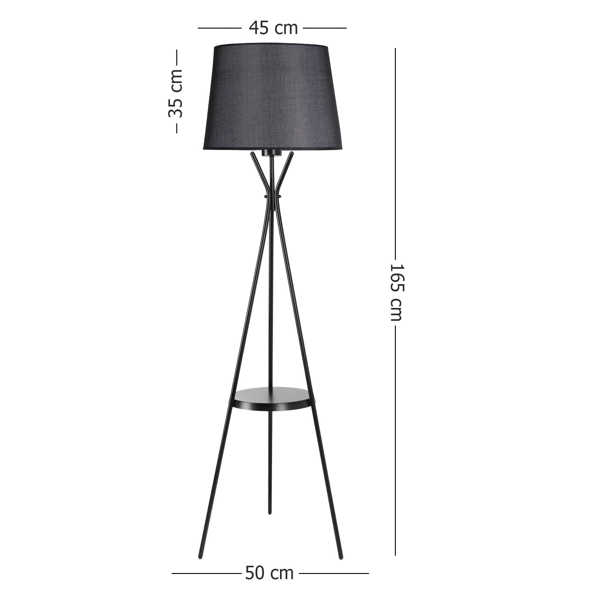 Candeeiro de Pé – 165 cm – Preto – Metal