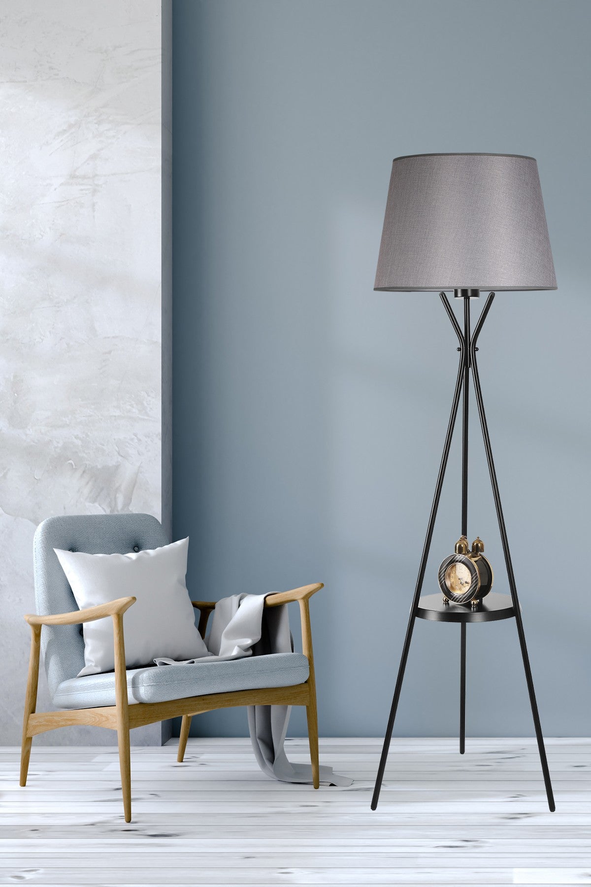 Candeeiro de Pé – 165 cm – Cinza – Metálico
