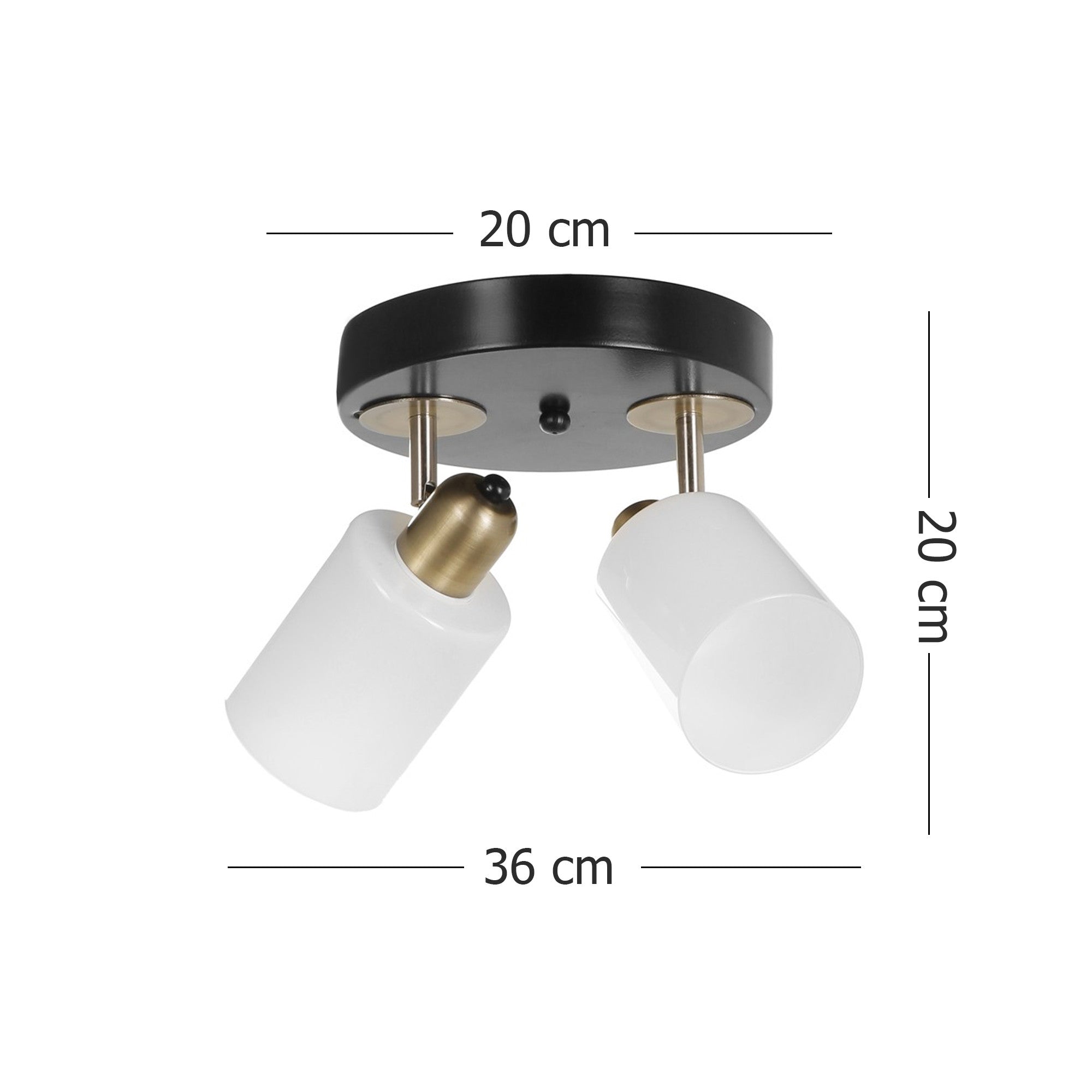 Candeeiro de Teto – 20 cm – Preto e Branco – Metálico com vidro