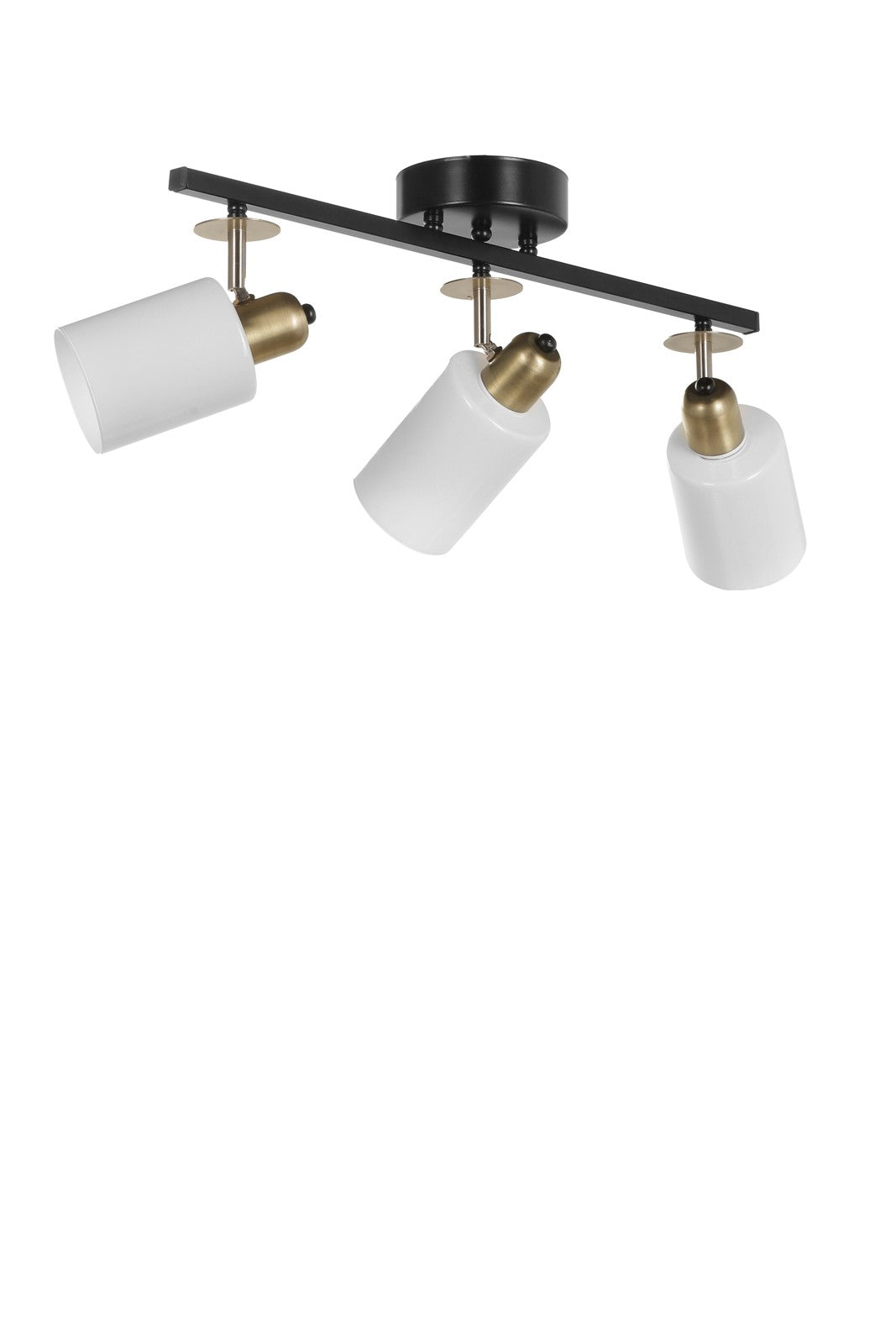 Candeeiro de Teto – 12cm x 20cm x 56cm – Preto e Branco – Metálico com Cúpula de Vidro