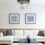 Candeeiro de Teto – 30 cm – Preto e Branco – Metal e Vidro