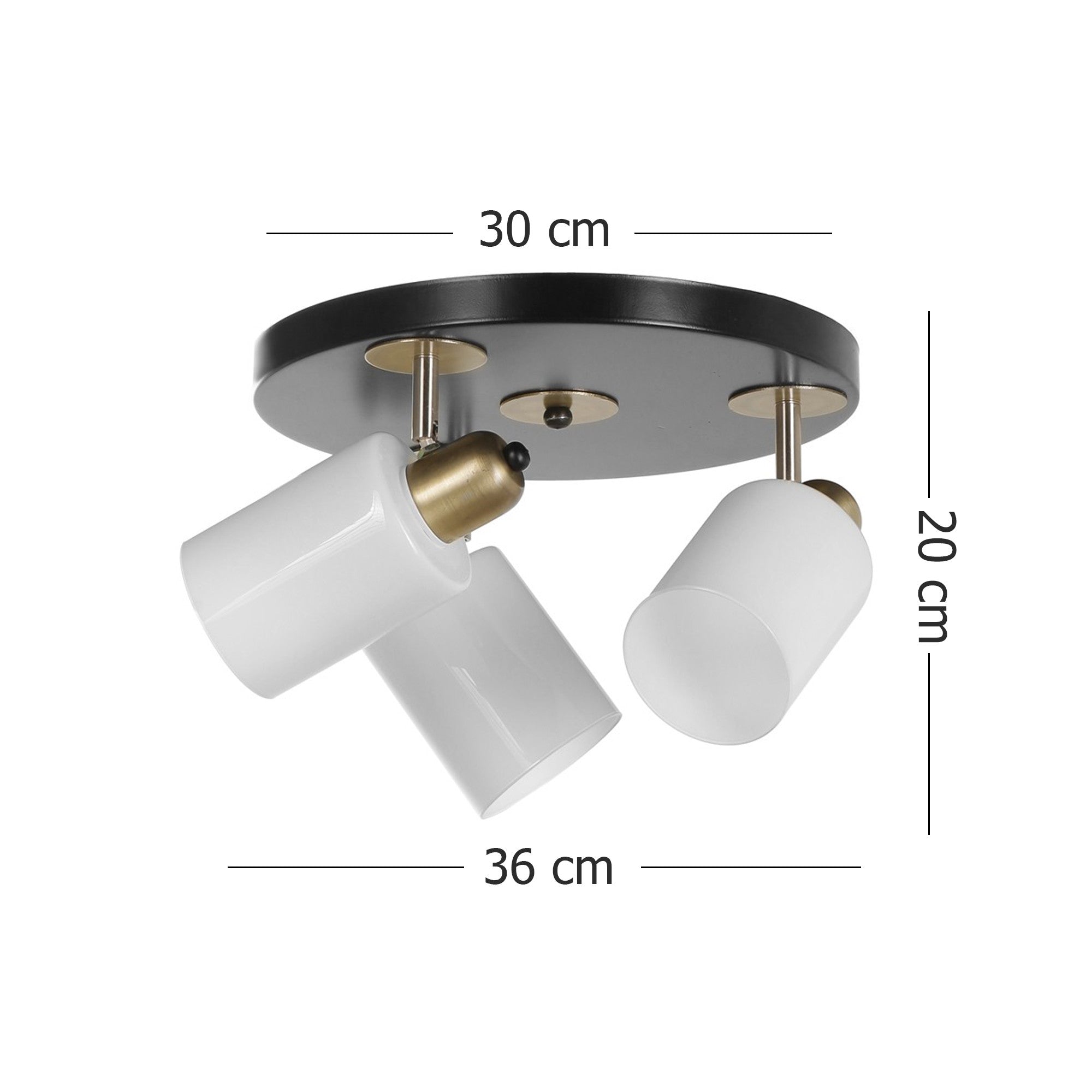 Candeeiro de Teto – 30 cm – Preto e Branco – Metal e Vidro