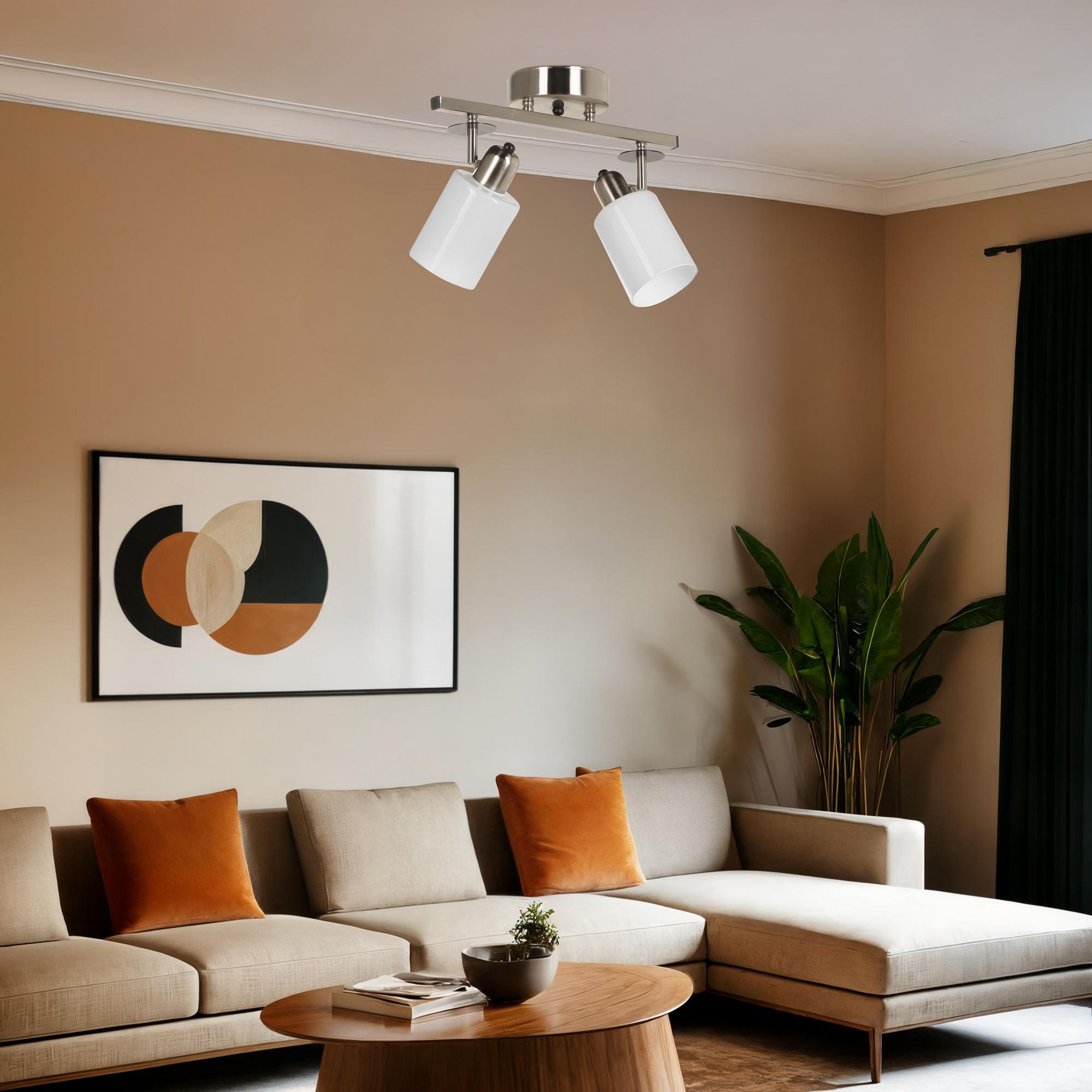 Candeeiro de Teto - 12 cm x 20 cm x 36 cm - Branco - Metálico