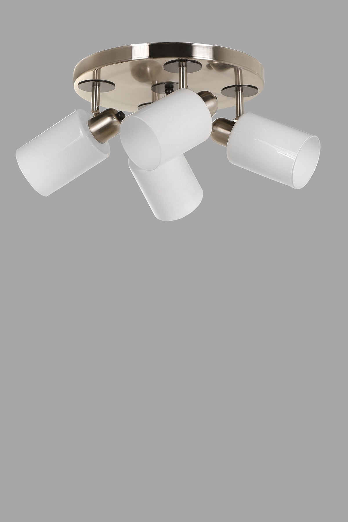 Candeeiro de Teto – 30 cm diâmetro, 20 cm altura, 36 cm comprimento – Branco – Metal e Vidro