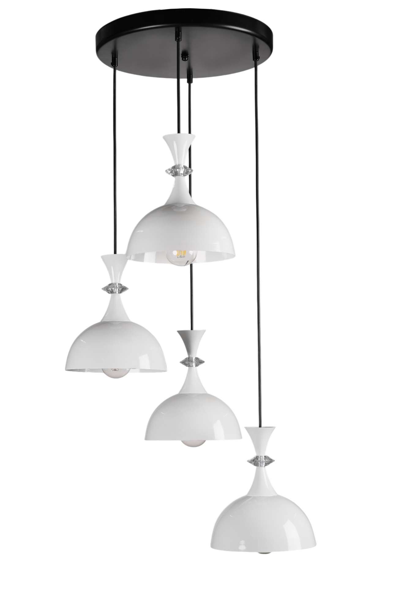 Candeeiro de Teto elegante ajustável – 20-70 cm – branco e preto – metal