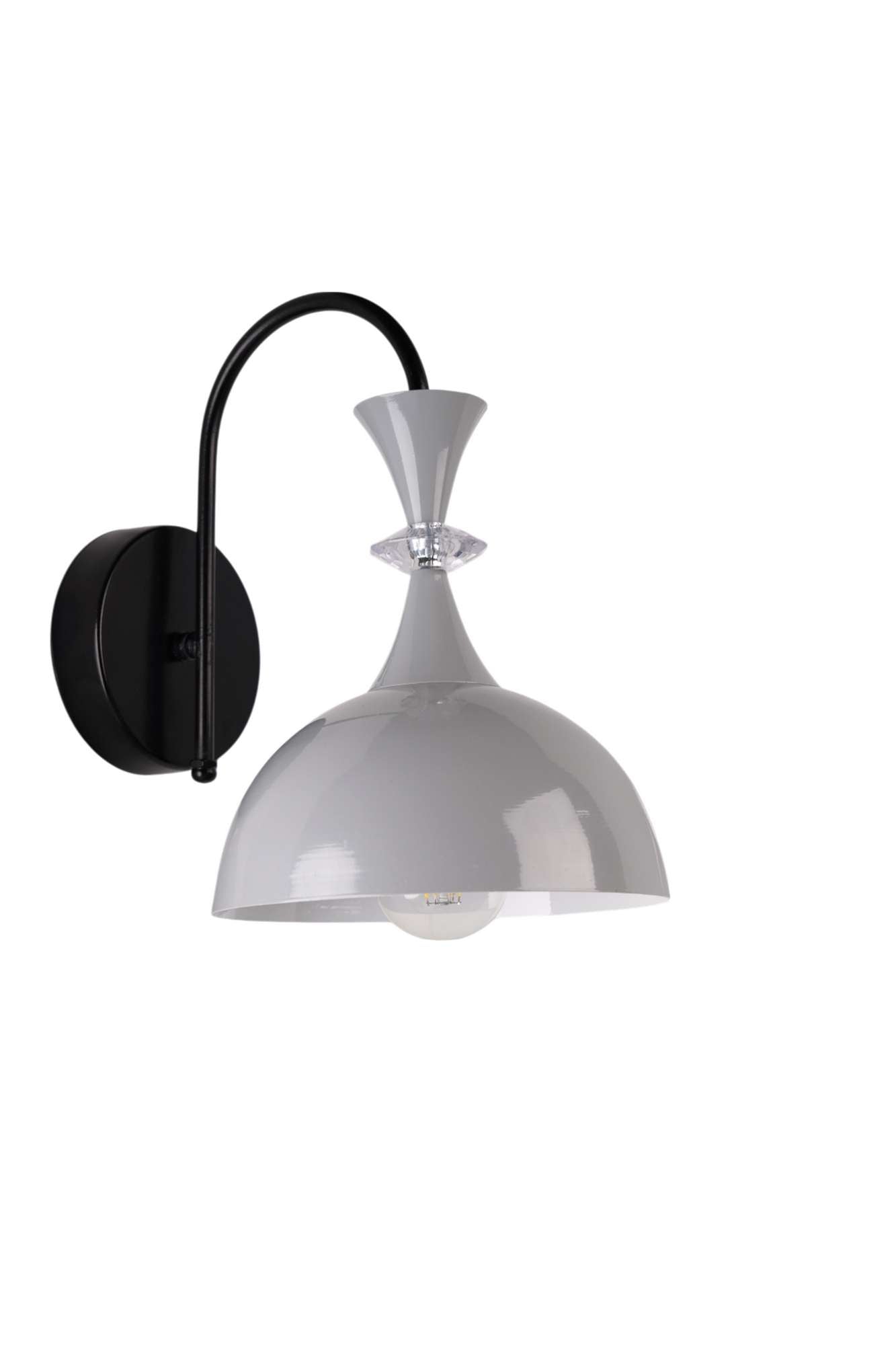 Candeeiro de Parede – Ø20 h:14 cm – Cinza e Preto – Metal