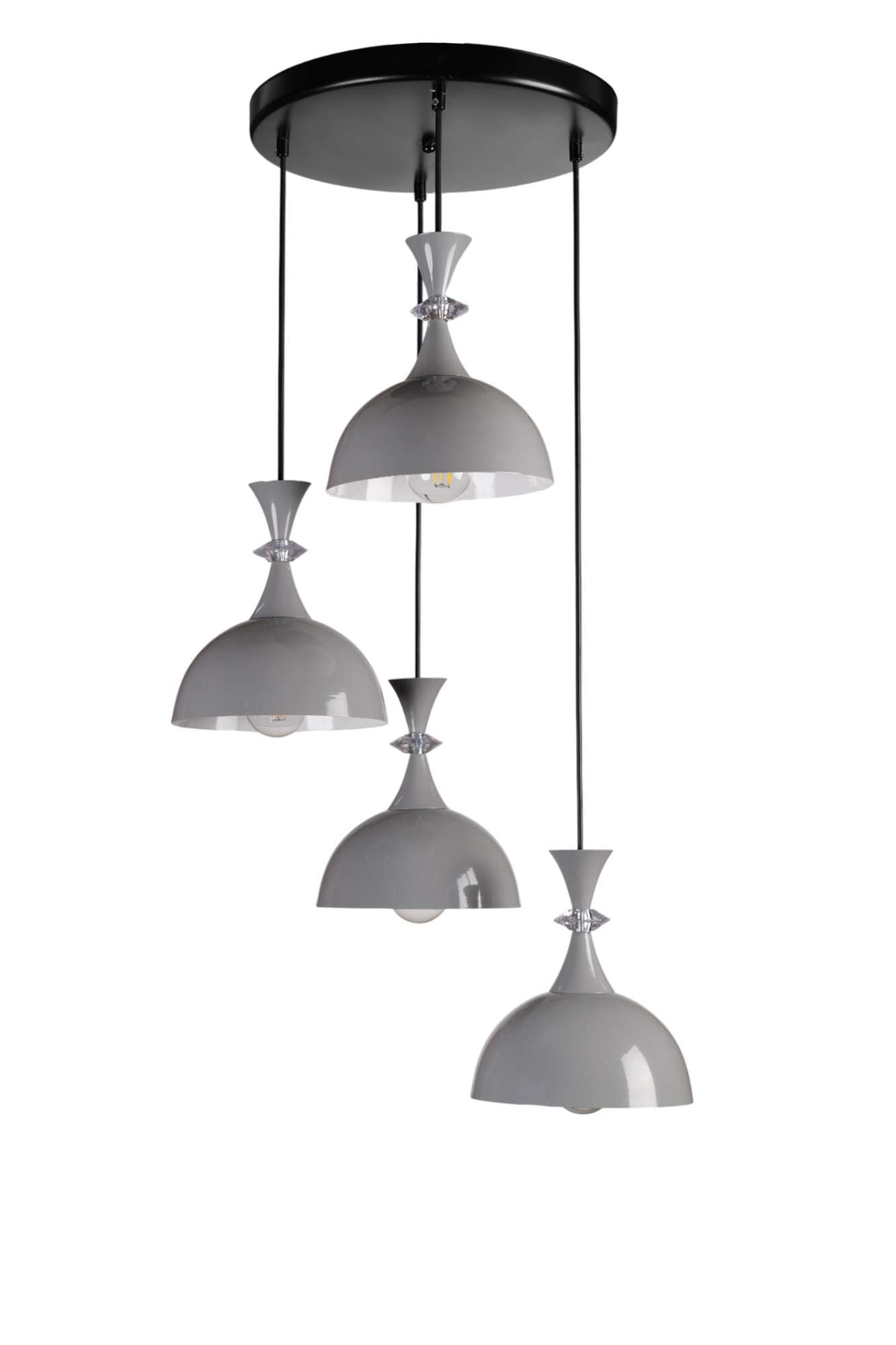 Candeeiro de Teto ajustável – 20 a 70 cm – cinza e preto – metal