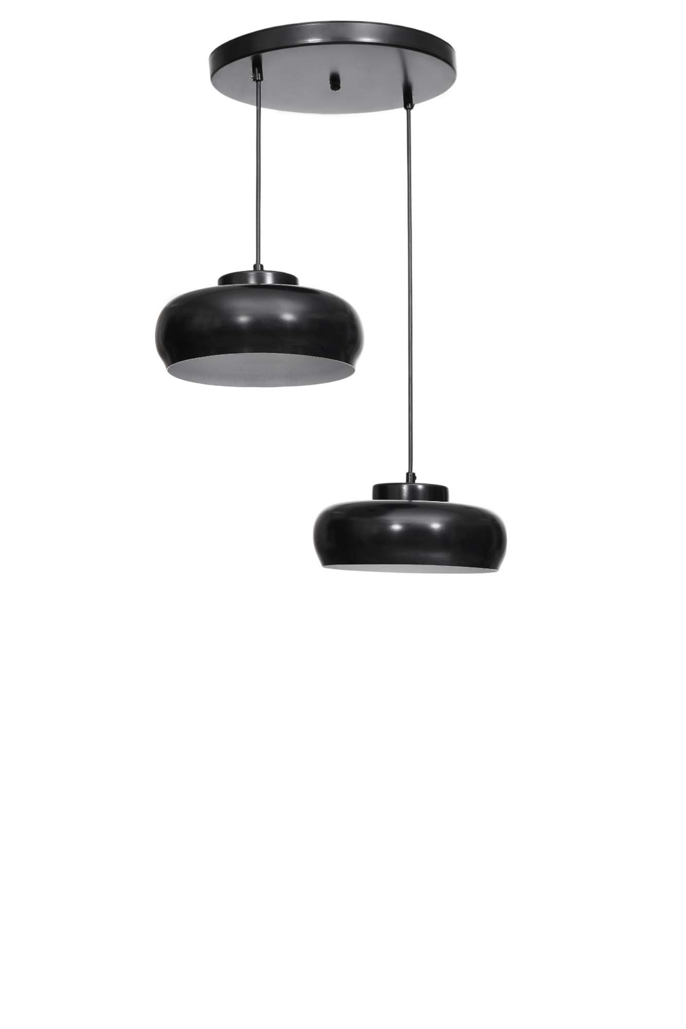 Candeeiro de Teto – altura ajustável de 21 a 70 cm – preto – metal