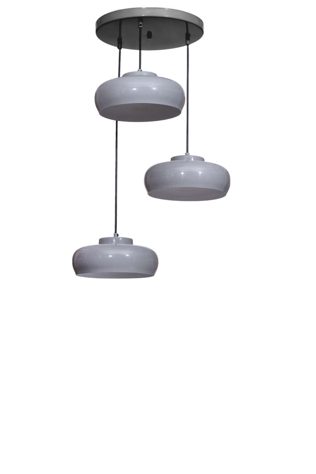 Candeeiro de Teto ajustável – altura de 21 a 70 cm – cinza e preto – metal