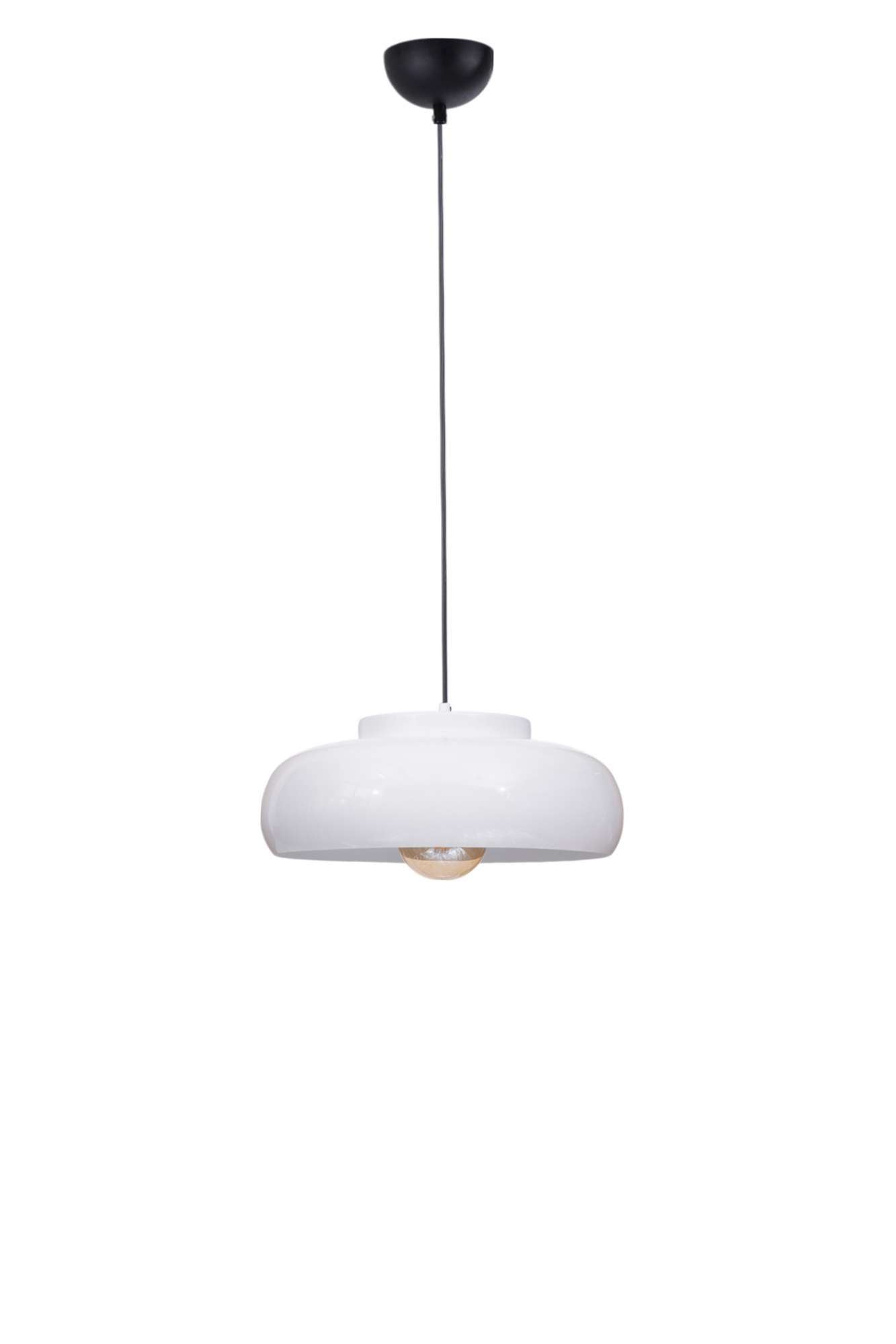 Candeeiro de Teto – Ø40 cm – Branco e Preto – Metal