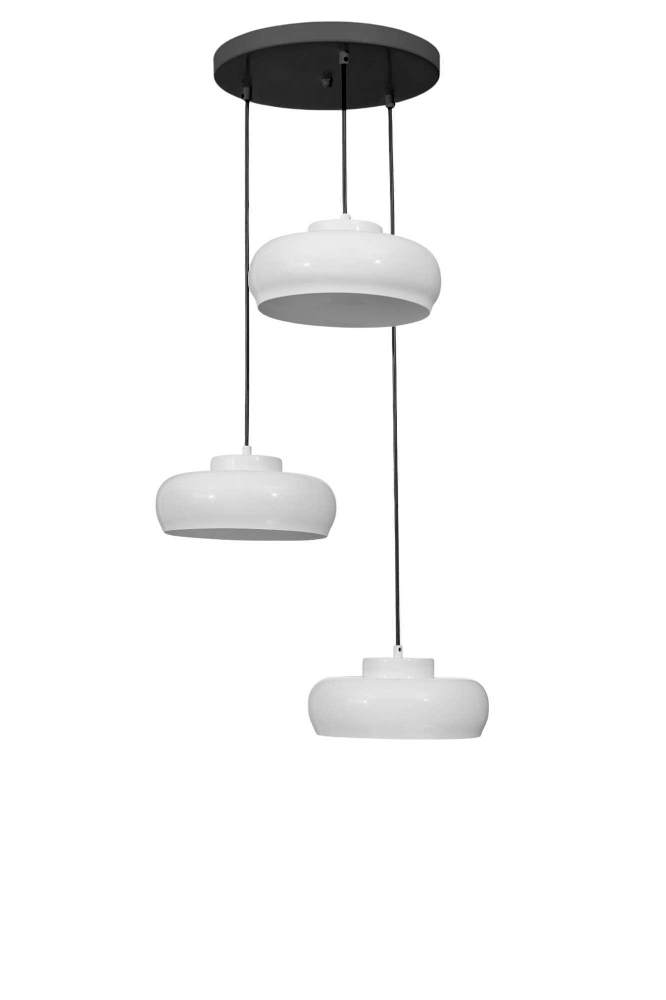 Candeeiro de Teto ajustável – Ø25 cm – Branco e Preto – Metal