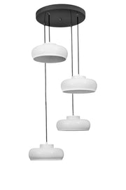 Candeeiro de Teto ajustável – 21 a 70 cm – Branco e Preto – Metal