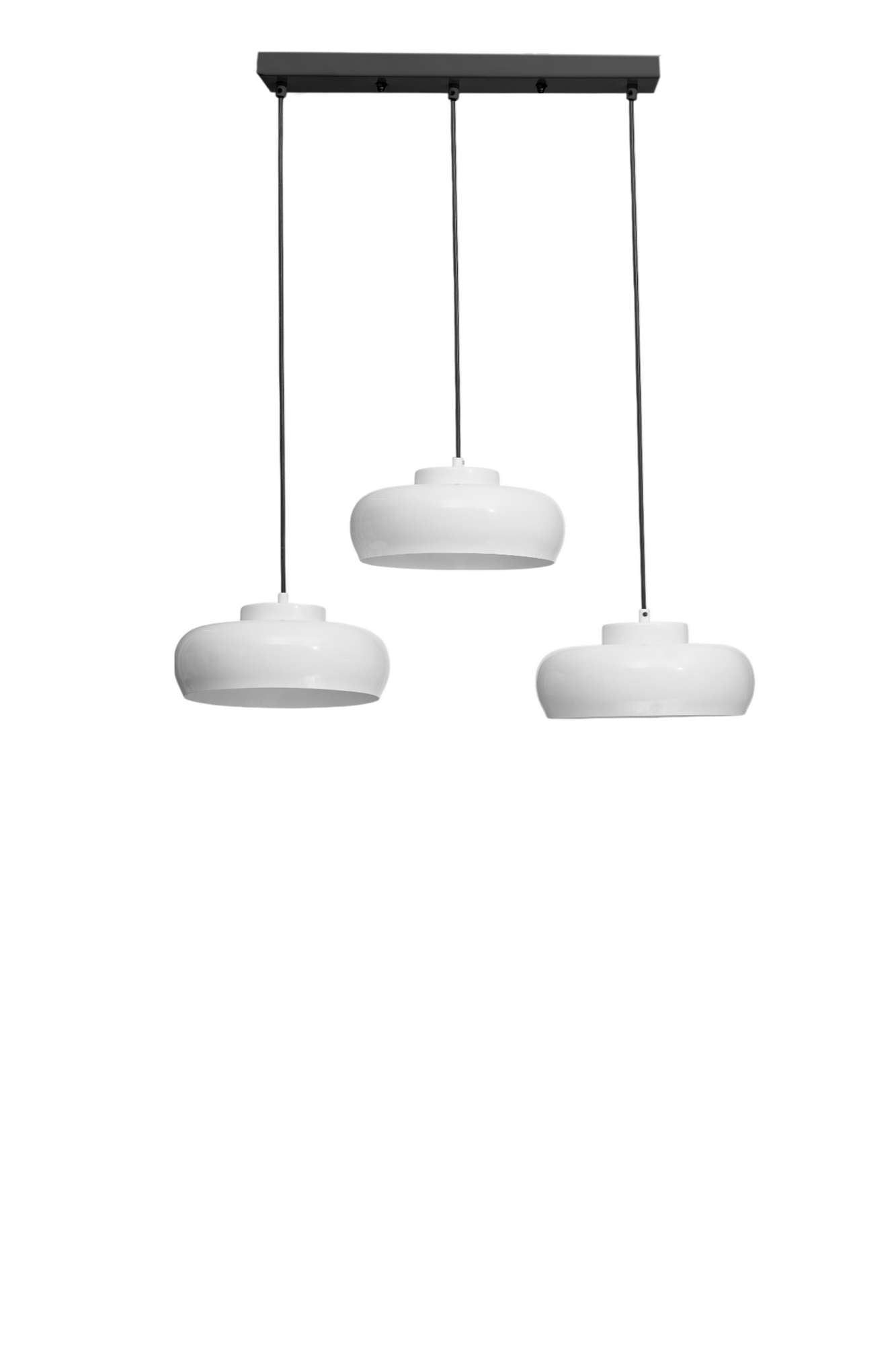 Candeeiro de Teto – Ø25 cm – Branco e Preto – Metal