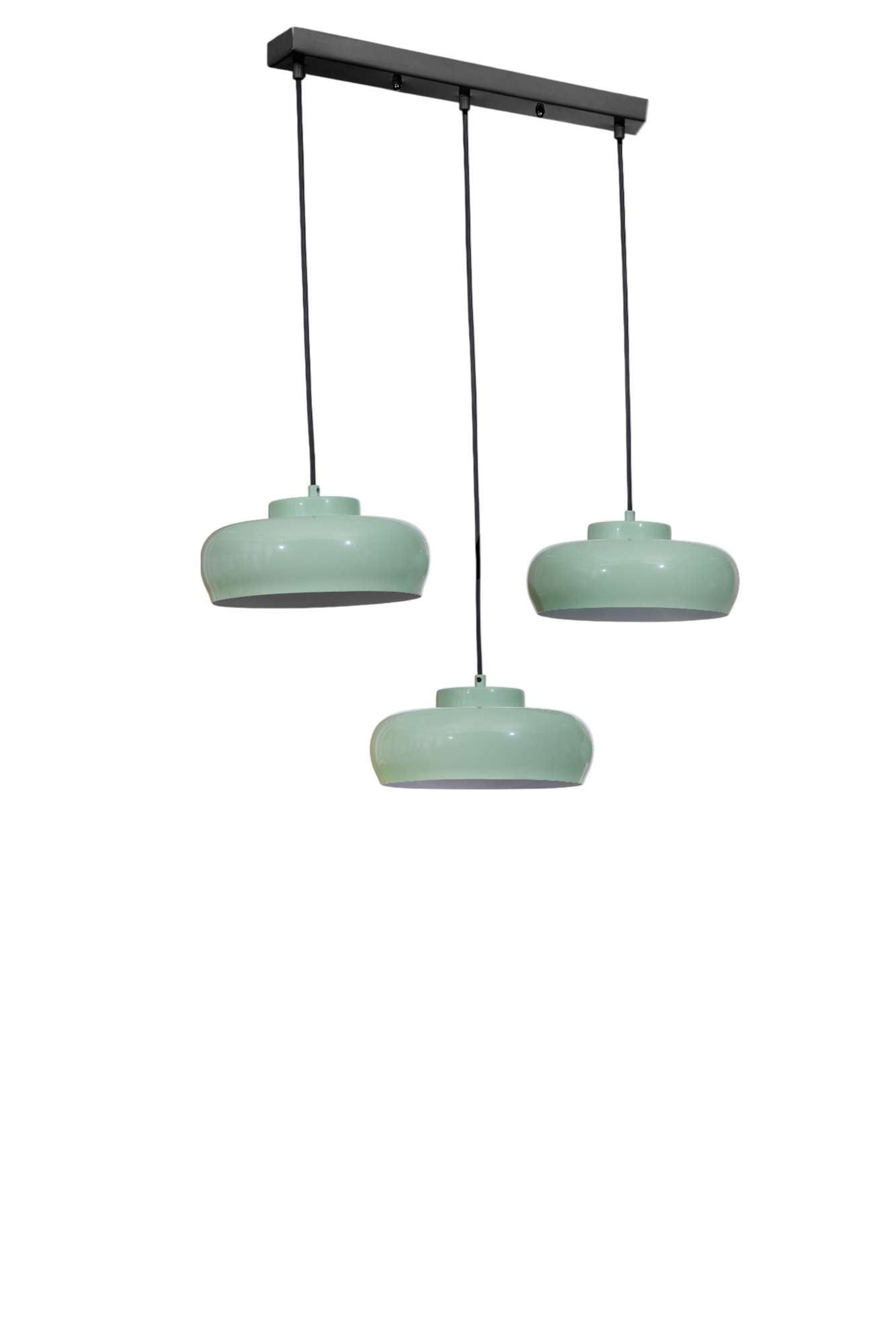 Candeeiro de Teto – altura 21-70 cm – verde-menta e preto – metal