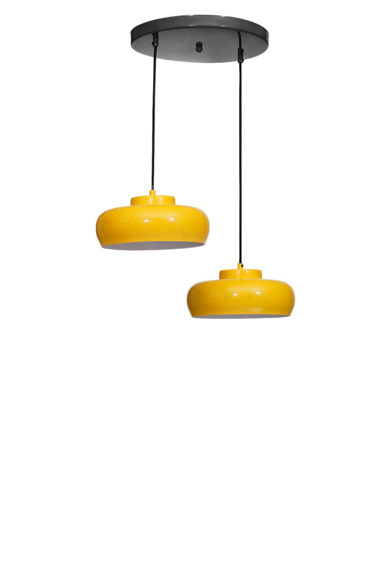 Candeeiro de Teto – altura ajustável de 21 a 70 cm – mostarda e preto – metal