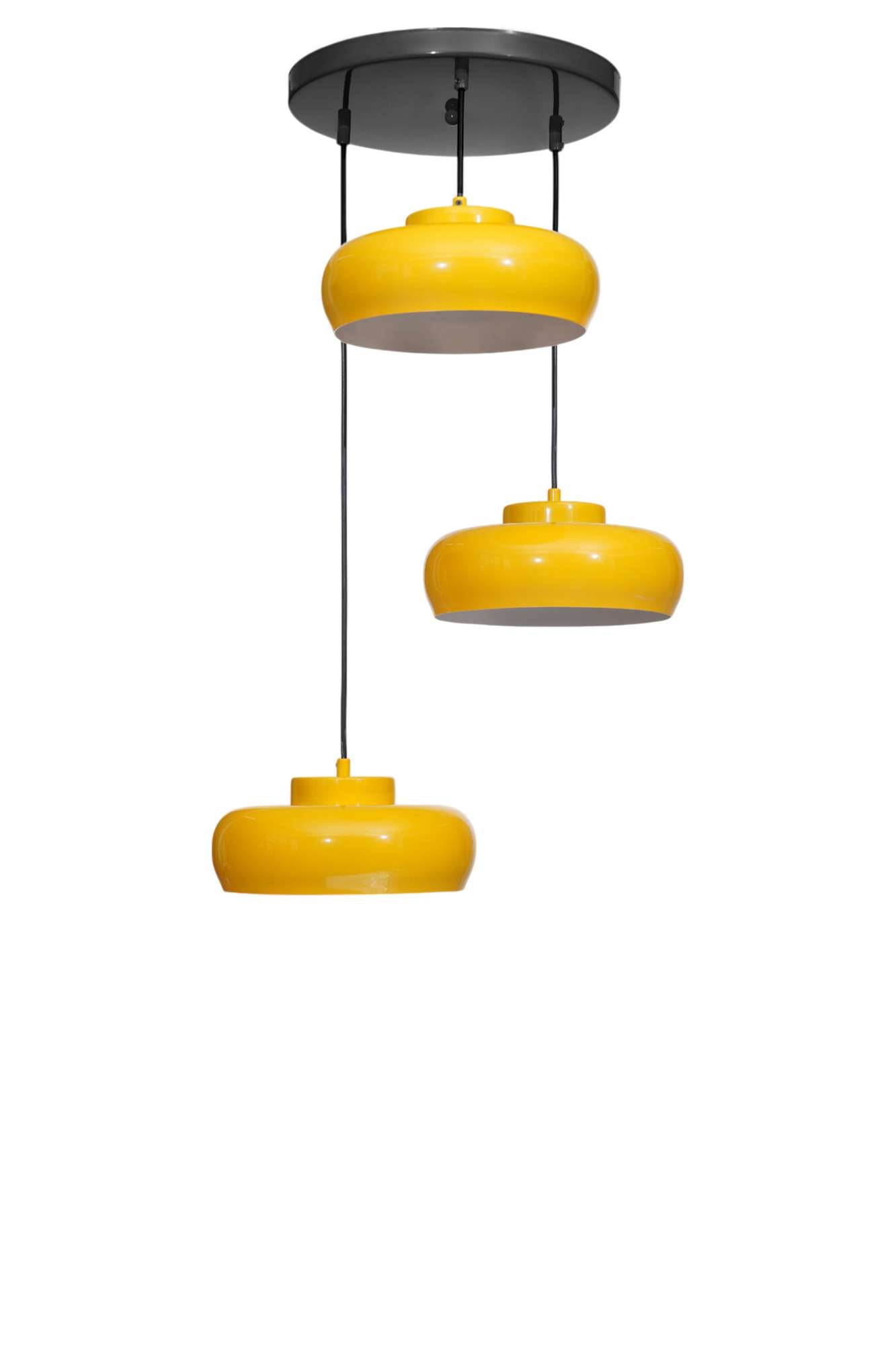 Candeeiro de Teto – 21 a 70 cm – Mostarda e Preto – Metal