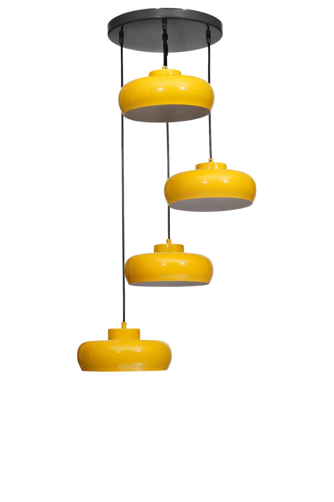 Candeeiro de Teto – altura ajustável de 21 a 70 cm – mostarda e preto – metal